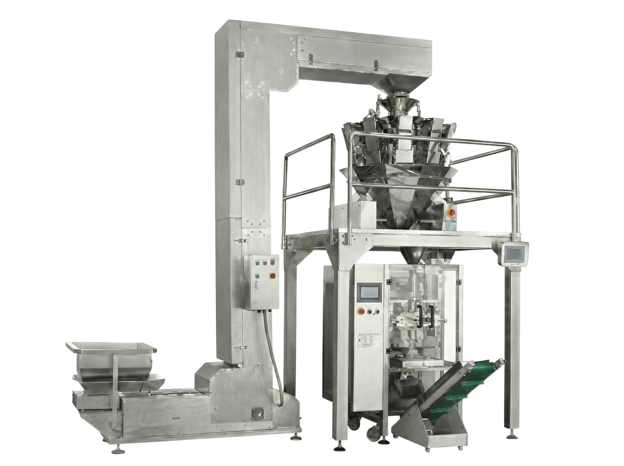 เครื่องบรรจุแนวตั้งอัตโนมัติ รุ่นOMW-FL420 พร้อมระบบชั่งน้ำหนักแบบหลายหัว (Multi-Head Weigher)