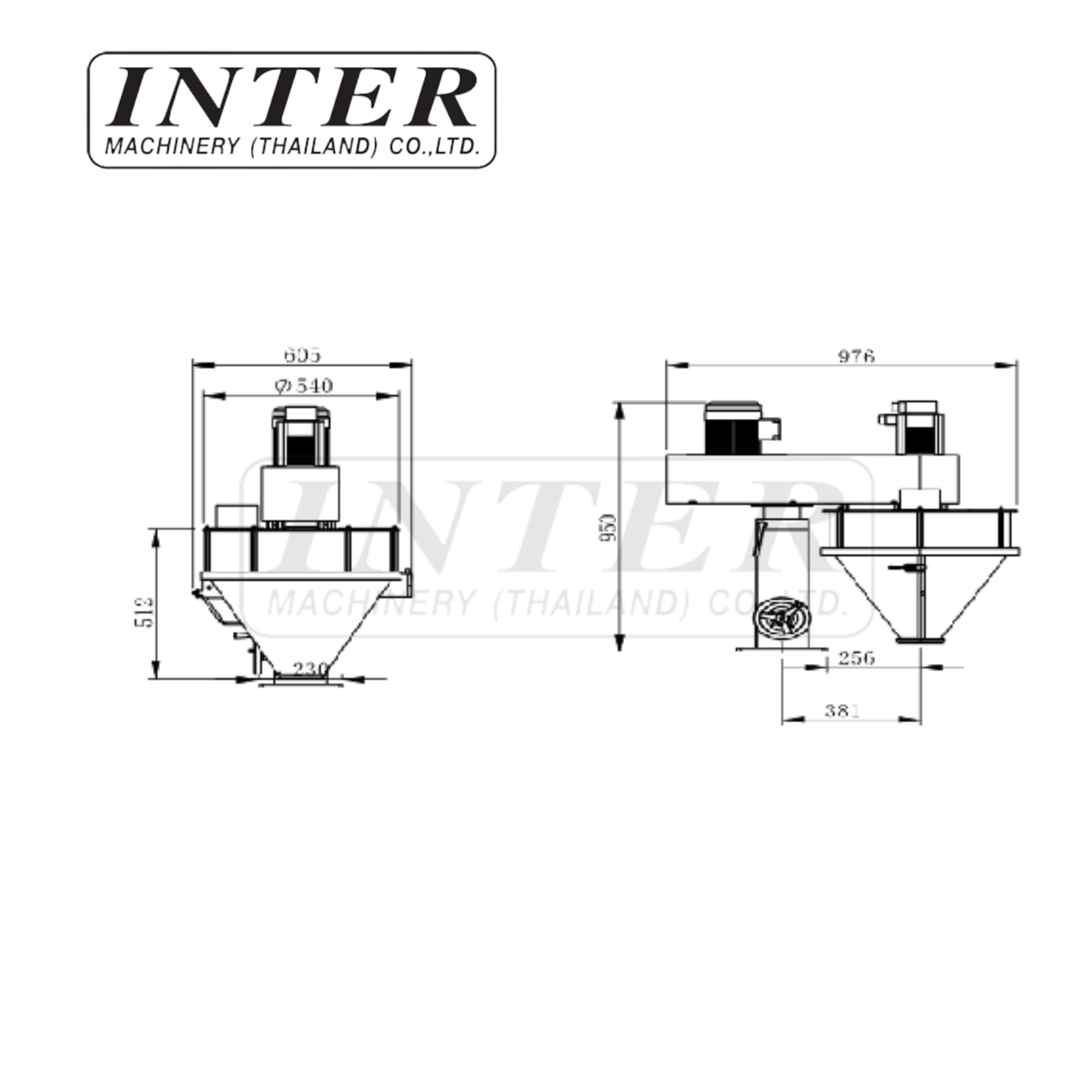 หัวบรรจุผงขนาด 50 ลิตร