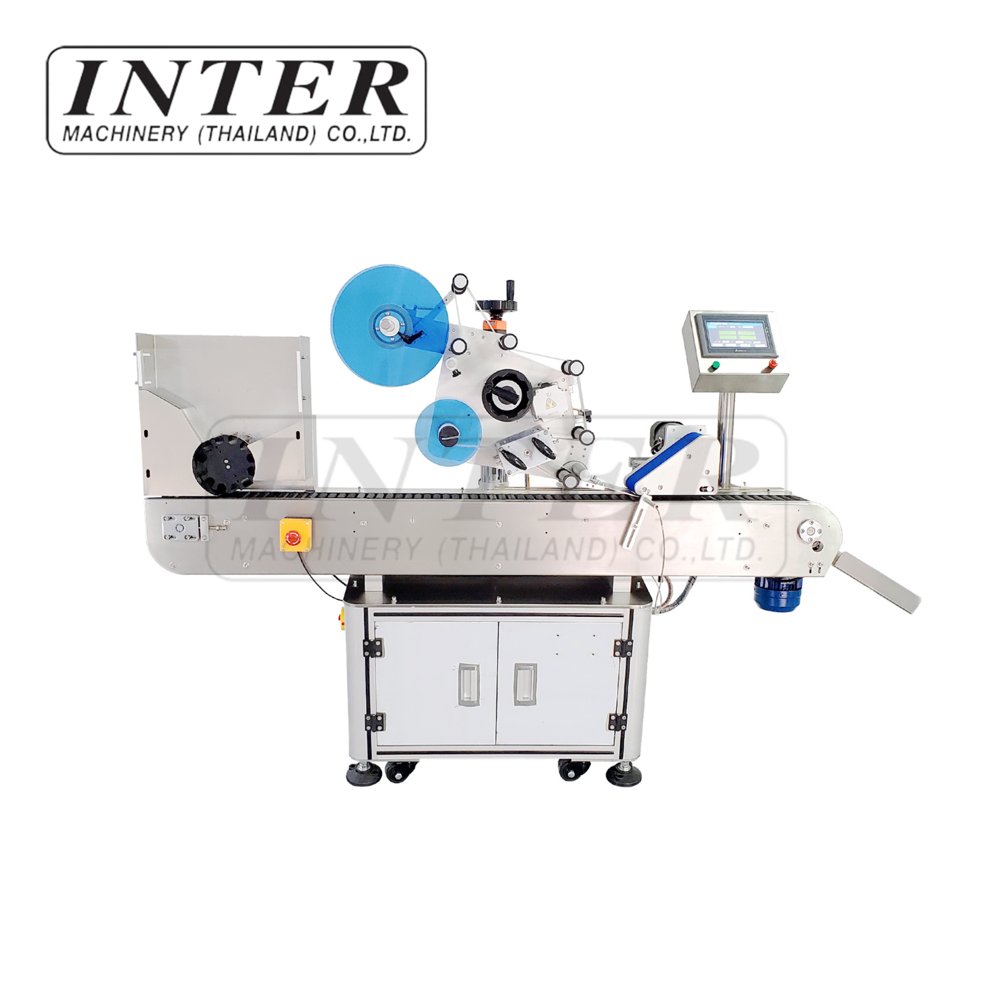 เครื่องติดสติ๊กเกอร์รอบขวด รุ่น XL-T823 (แบบมีตัวเก็บขวดพร้อมลำเลียงอัตโนมัติ)