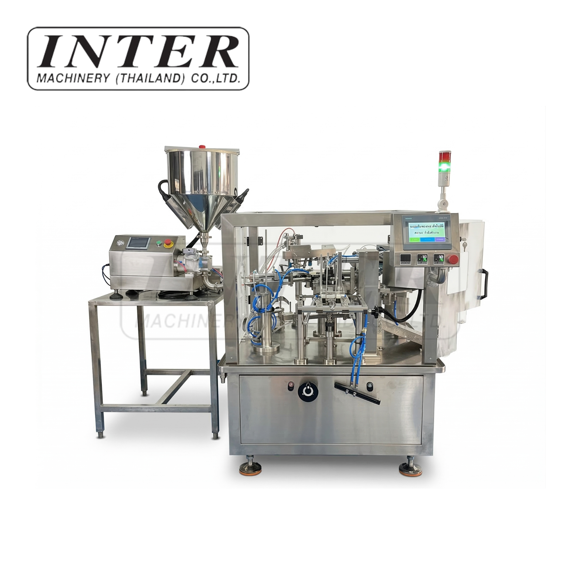 เครื่องบรรจุซองสำเร็จ รุ่น RKG6-200B พร้อมเครื่องบรรจุของเหลว รุ่น ZT-20 ( อุ่นร้อนสินค้า พร้อมใบกวน )
