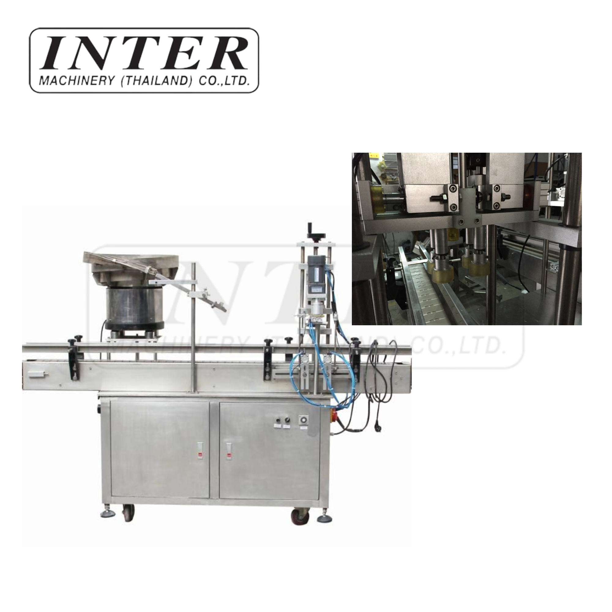 เครื่องขันฝา พร้อม ถังลำเลียงฝาและบรรจุฝา