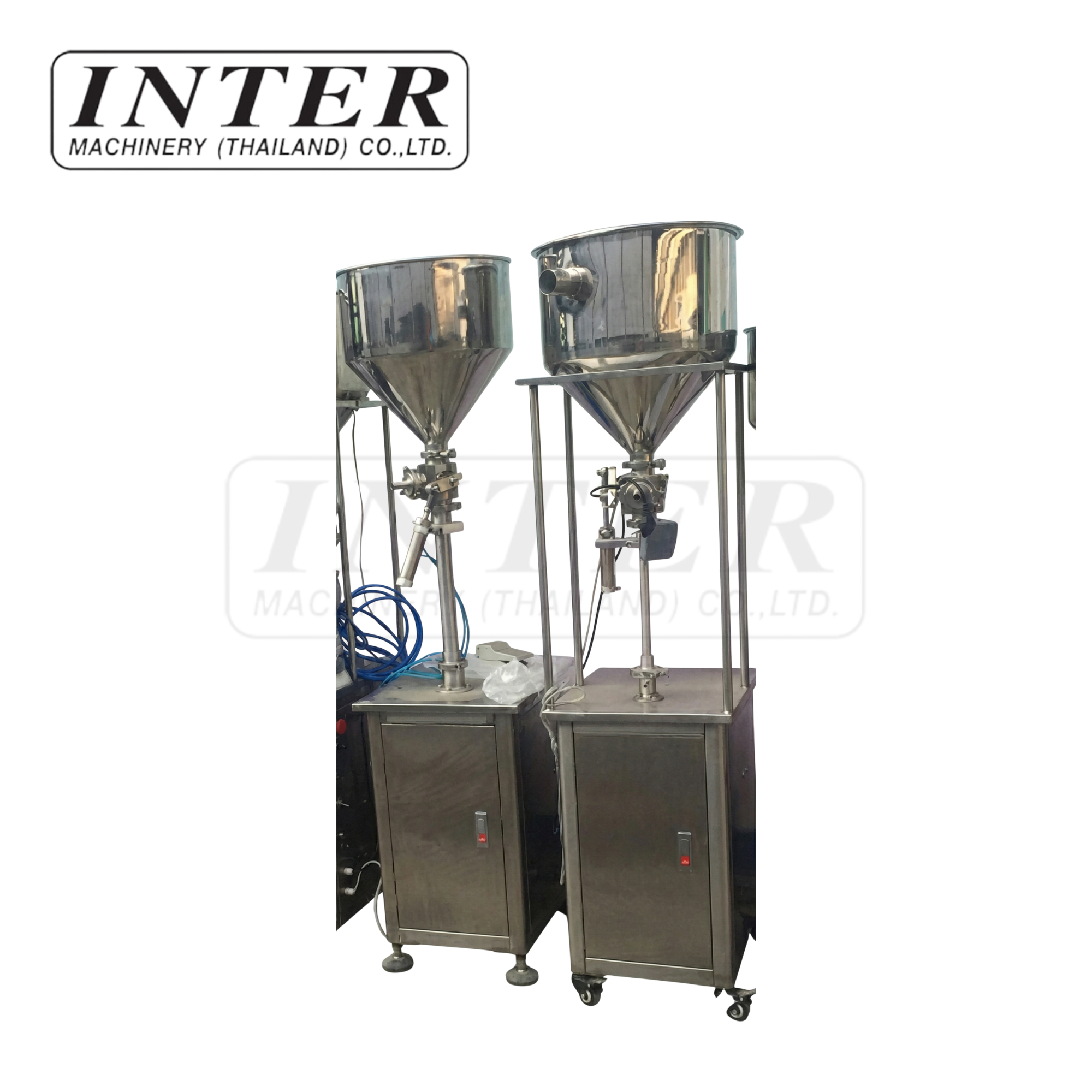 เครื่องบรรจุของเหลวกึ่งอัตโนมัติแบบมีกรวยและมีมอเตอร์กวนผสม รุ่น G1WGD