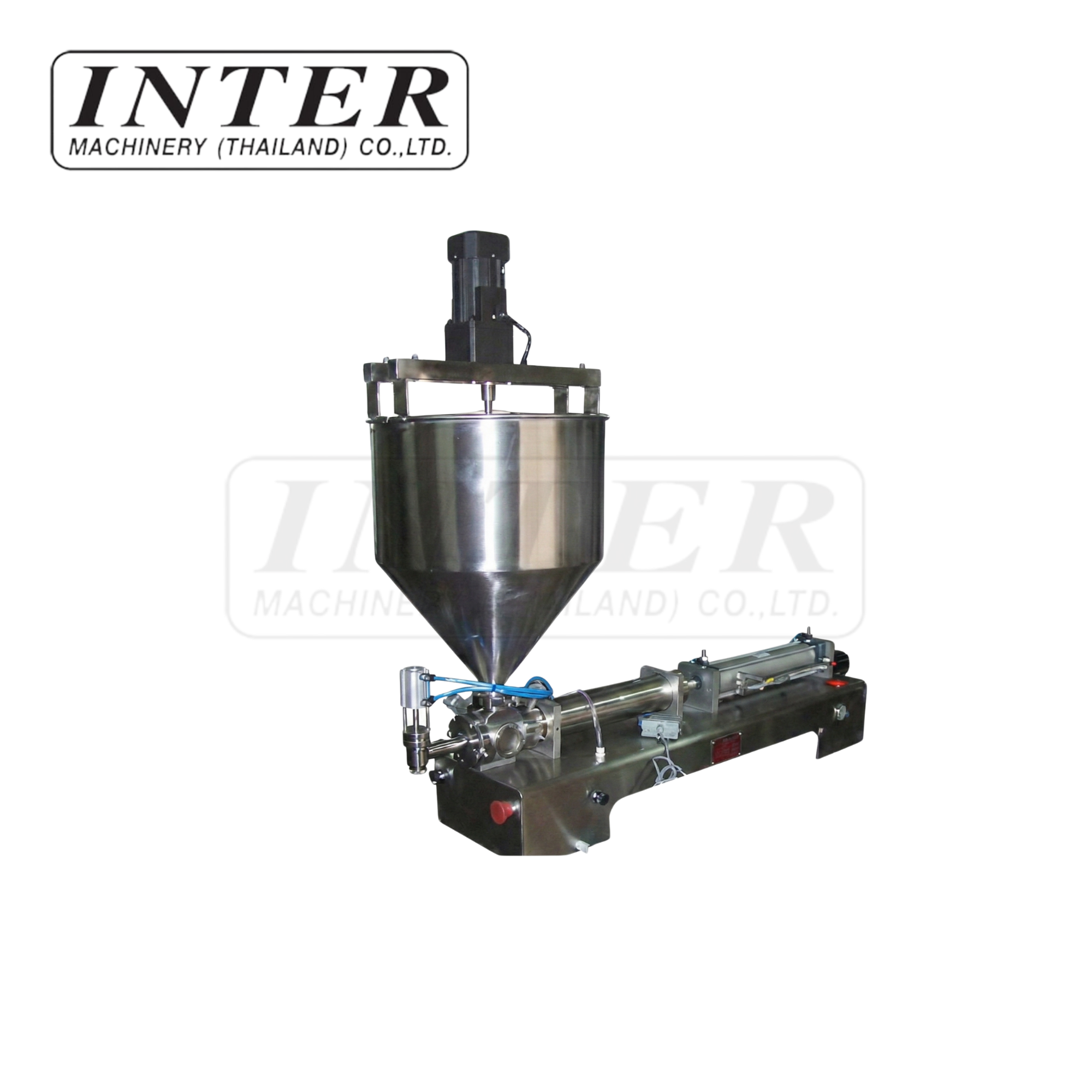 G1WGDB เครื่องบรรจุของเหลวกึ่งอัตโนมัติแบบมีกรวยมีมอเตอร์กวนผสมและฮิตเตอร์ความร้อน