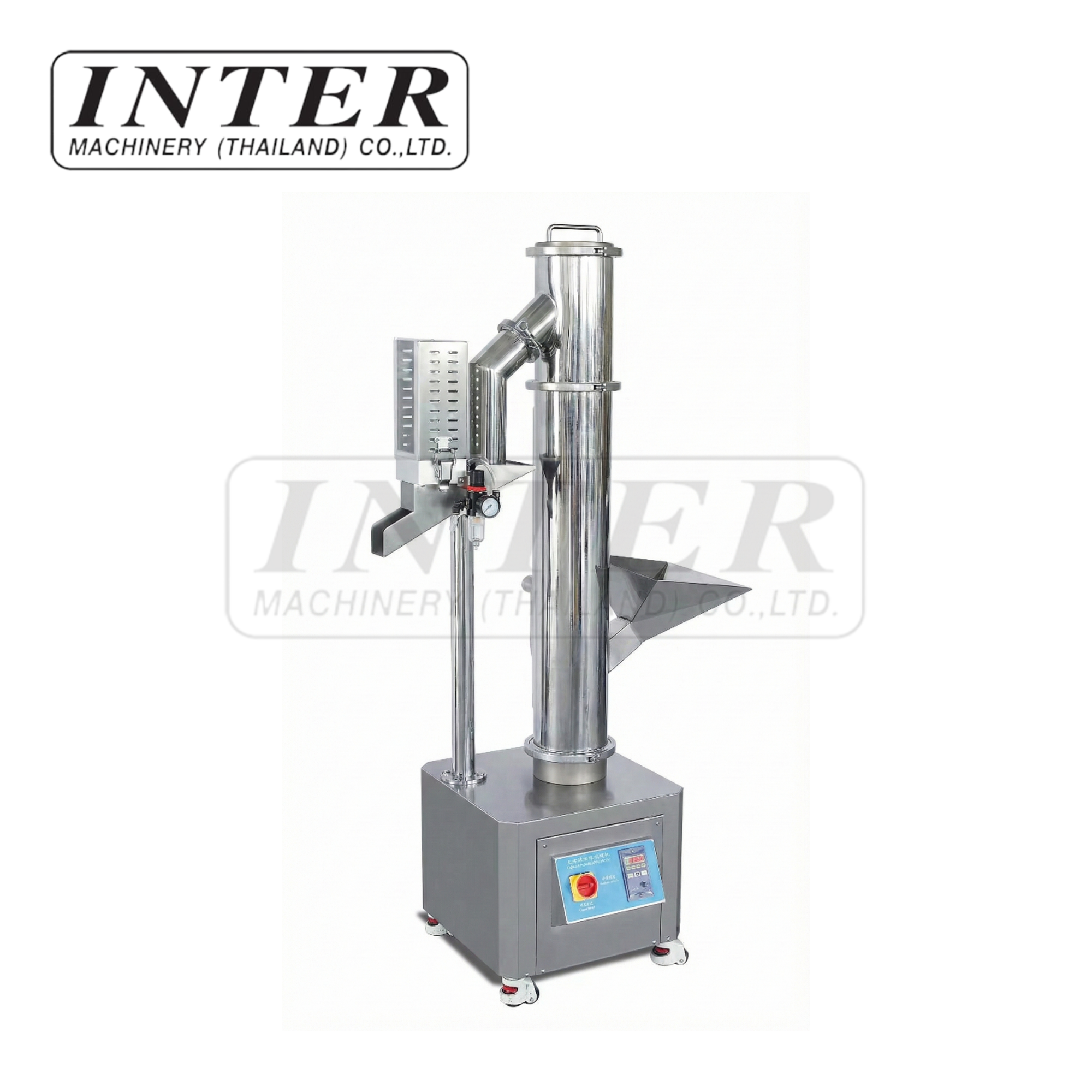 เครื่องขัดแคปซูลแบบลำเลียงขึ้น พร้อมระบบคัดแยก รุ่น JFP-150A